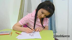 cuddly college girl got teased and drilled