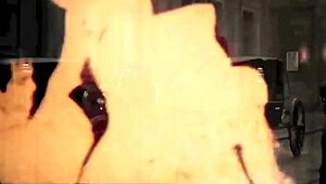 Hot blonde vacuums the room, then strokes her pink pussy. She cums hard on the couch while sucking dick!