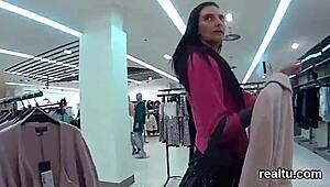 glamorous czech nympho seduced at shopping centre, riding hard in pov