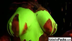 busty natasha nice shoots fun sexy black light video