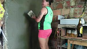 making adjustments while sucking colombian latina bent over in doggystyle