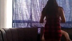 Latina teen rides hard in hardcore scene, her ass bouncing wildly