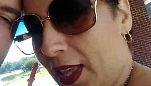 my wife flashes her big pierced tits as a sexy exhibitionist