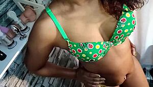 Indian wife tries on lingerie then fucks