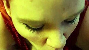 Redhead Wife Enjoys Sloppy Meal at Home