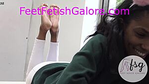 Explore Danielle's gorgeous ebony FEET, focusing on her soles and TOES.