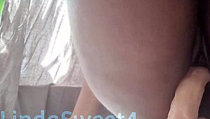 i watch my ebony belle getting her pussy pounded by a big dildo on the floor