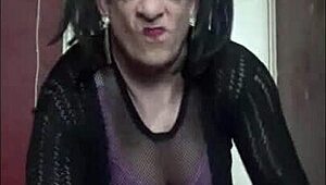 Bisexual crossdresser pissing and swallowing twice for wild fun