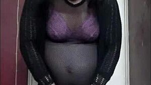 Bisexual crossdresser pissing and swallowing twice for wild fun