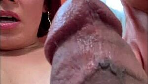 mona vela casually teases her massive cock while wearing pantyhose in a playful session