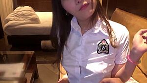 Wow, watch Mio-chan in uniform get soaked with lotion and facial!