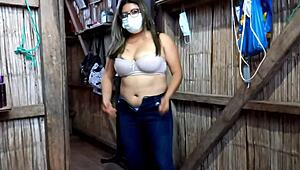 her skimpy clothes while cleaning got me so hard i had to take her