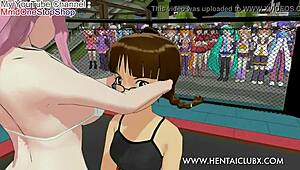 anime girl fights with ryona ballbusting in hentai mmd