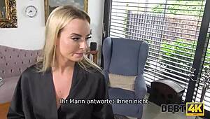 the beautiful blonde debtor engages in passionate sex with the collector to prevent her vehicle from being seized in this high-definition homemade pov encounter