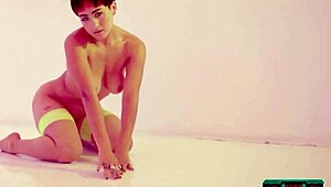 Neon lingerie looks super hot on curvy short hair Latina MILF Mia Valentine