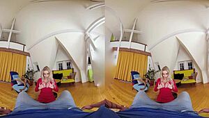 Fucking that blonde with huge tits in vr.