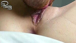 Amateur girl gets her shaved pussy licked by boyfriend! 😜