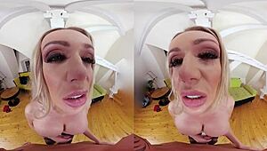 Fucking that blonde with huge tits in vr.
