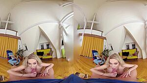 Fucking that blonde with huge tits in vr.