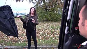 big girl cheated and fucked hard in driving van