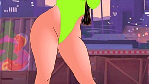 Sexy Back by ballpoint, Latin cosplayer Gigi slides down her big white ass