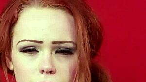 frisky kitten gets sperm shot on her face while gulping spunk down