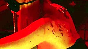 Handcuffed blonde endures hot wax backstage