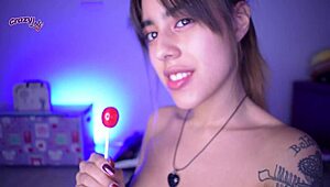 Cute Girl Dominates Lollipop with Tongue