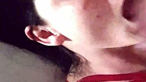 Brazilian petite brunette blows big dick in lingerie