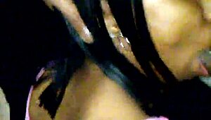 Ebony beauty performs deepthroat blowjob on monster cock