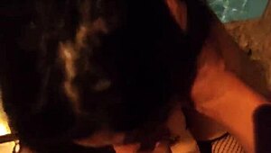 Chick enjoys blowjob in the pool.