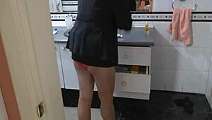 Latina step mom undresses after party to fuck