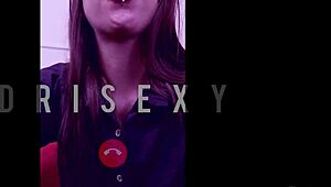 Sexy secretary dri gives jerk off instructions during video call.