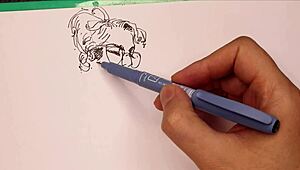 Hey, check out this porn artist sketching sexy girls super fast at work 😎