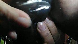 Trying fisting with a huge toy fist