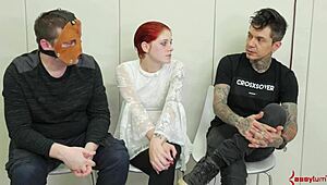 Bound whore gags on deepthroat while getting anal toyed