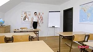 naughty sex teacher riding in pov cowgirl position