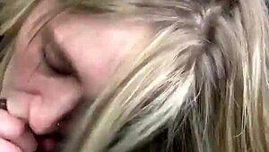 Wife subtly sucking in the car