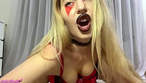 hot girl jerks off and fingers her big ass after halloween party close-up