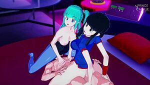 bulma and chichi in threesome