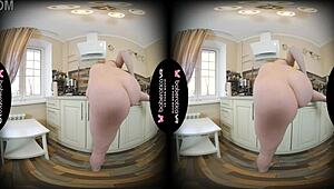 Jemma's Solo VR Kitchen Show With Shaved Intimacy