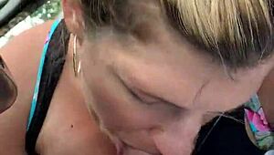 girl from walmart meets couple in parking lot outdoor