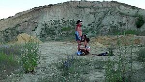 Outdoor Cowboy Sex with Raw Blowjob Action