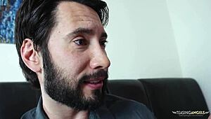 Skinny Brunette Babe Rides Monster Cock with Gaping Anus in Cowgirl