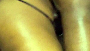 Ebony surprise delivers big tit blowjob and ass play
