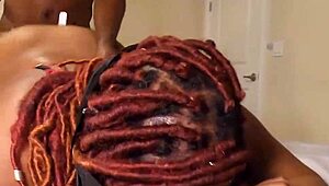 Ebony surprise delivers big tit blowjob and ass play