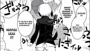 sexy anime girl dominates with brutal ball kicking until the guy collapses in pain