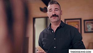 Why does father slap his stepdaughter's tight teen ass so hard?