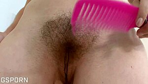 Hot American brunette teen reveals her natural hairy charm