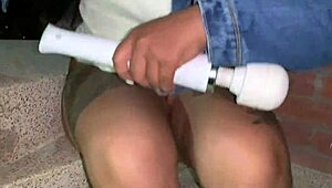 a mature latina woman secretly pleasures herself in the public parking lot, getting caught